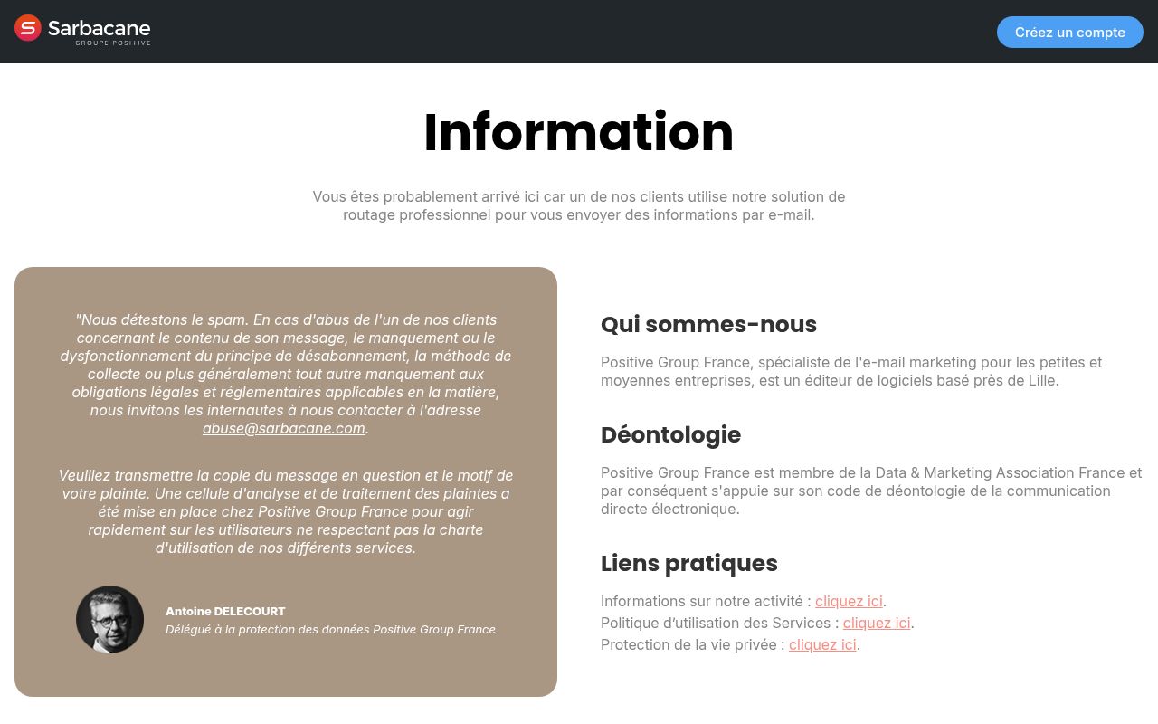 Capture de Signaler un abus email