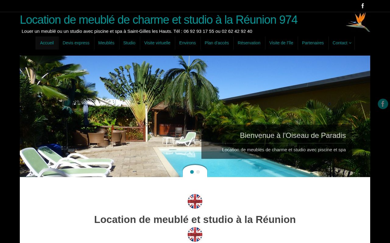 Capture de Location de meublé de charme et studio à la Réunion 974