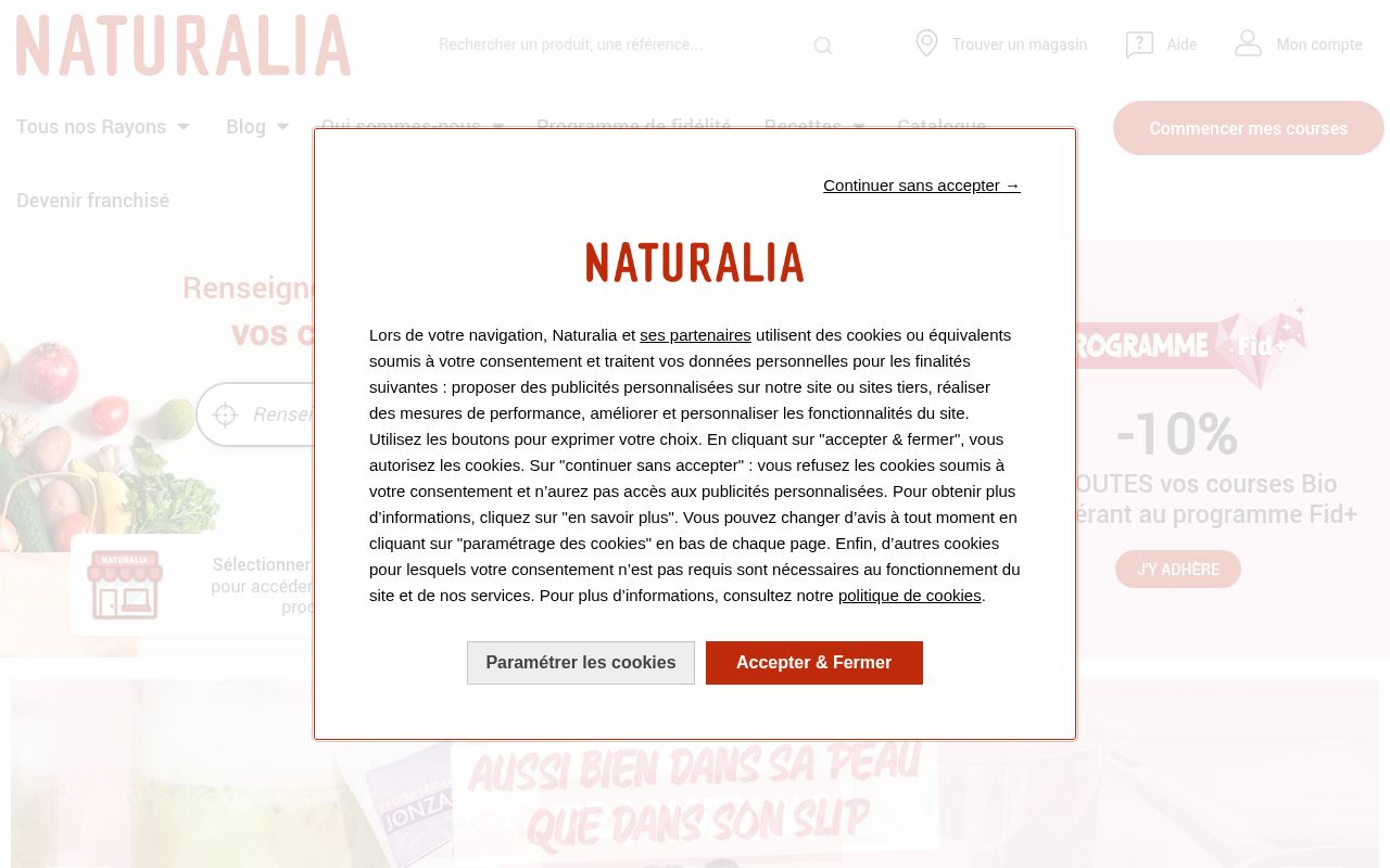 Capture de Naturalia, magasin bio, vegan et nature, produits biologiques