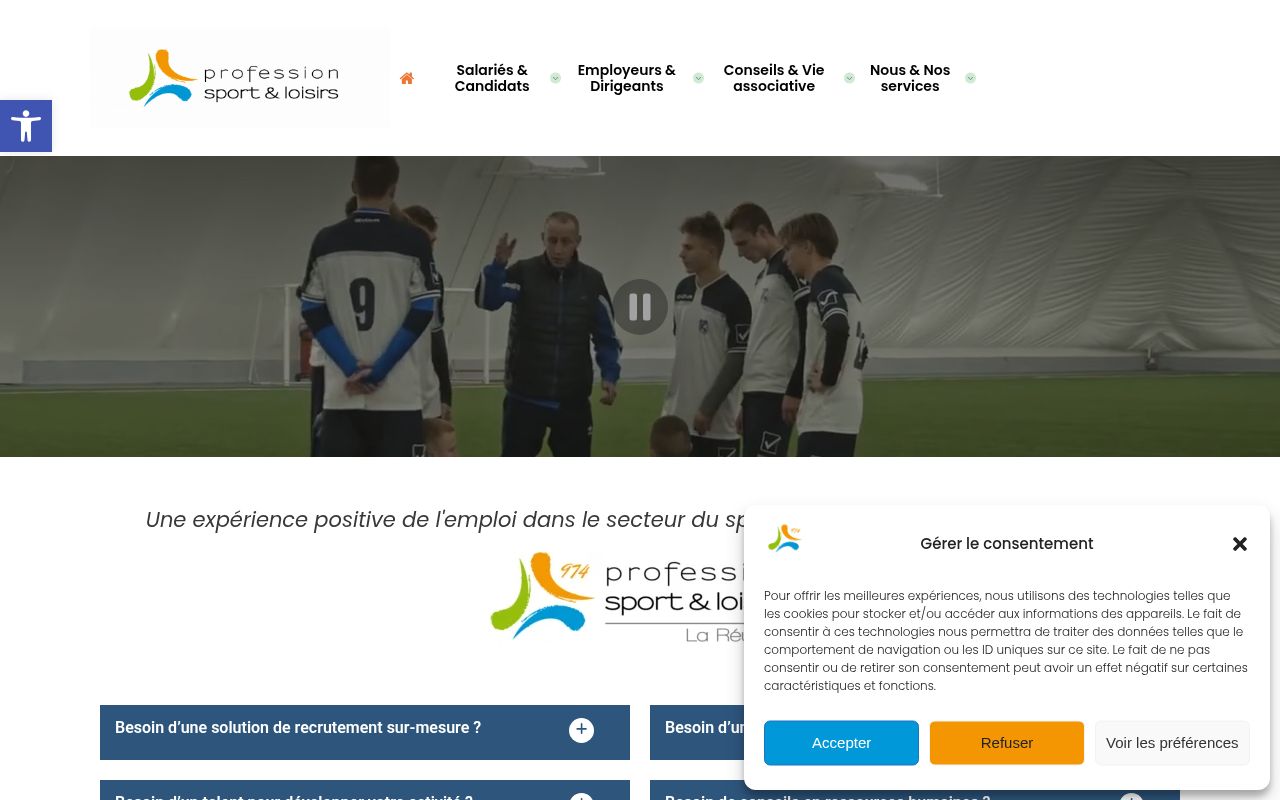 Capture de Profession Sport et Loisirs La Réunion