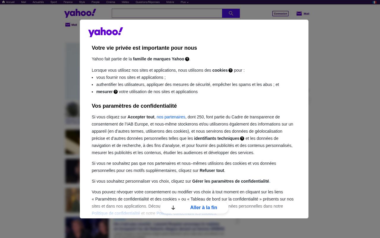 Capture de Vos paramètres de confidentialité